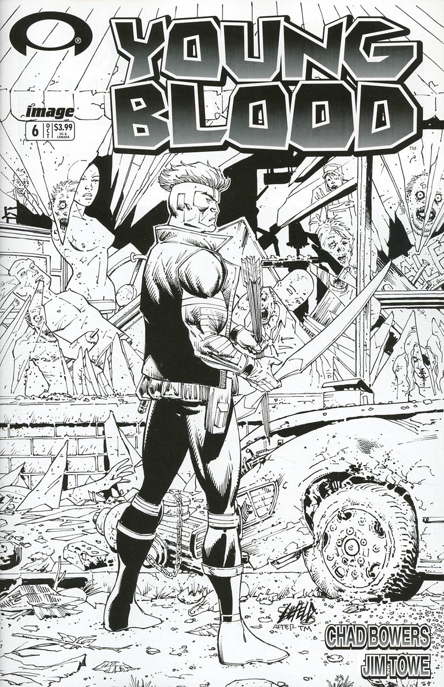 Youngblood Vol 5 #6 Cover D Variant Rob Liefeld Walking Dead 1 Tribute Black & White Cover