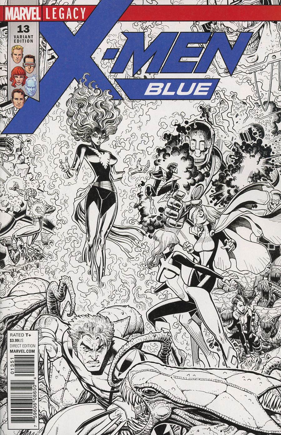 X-Men Blue #13 Cover E Incentive Arthur Adams Connecting B Black & White Cover (Mojo Worldwide Part 2)(Marvel Legacy Tie-In)