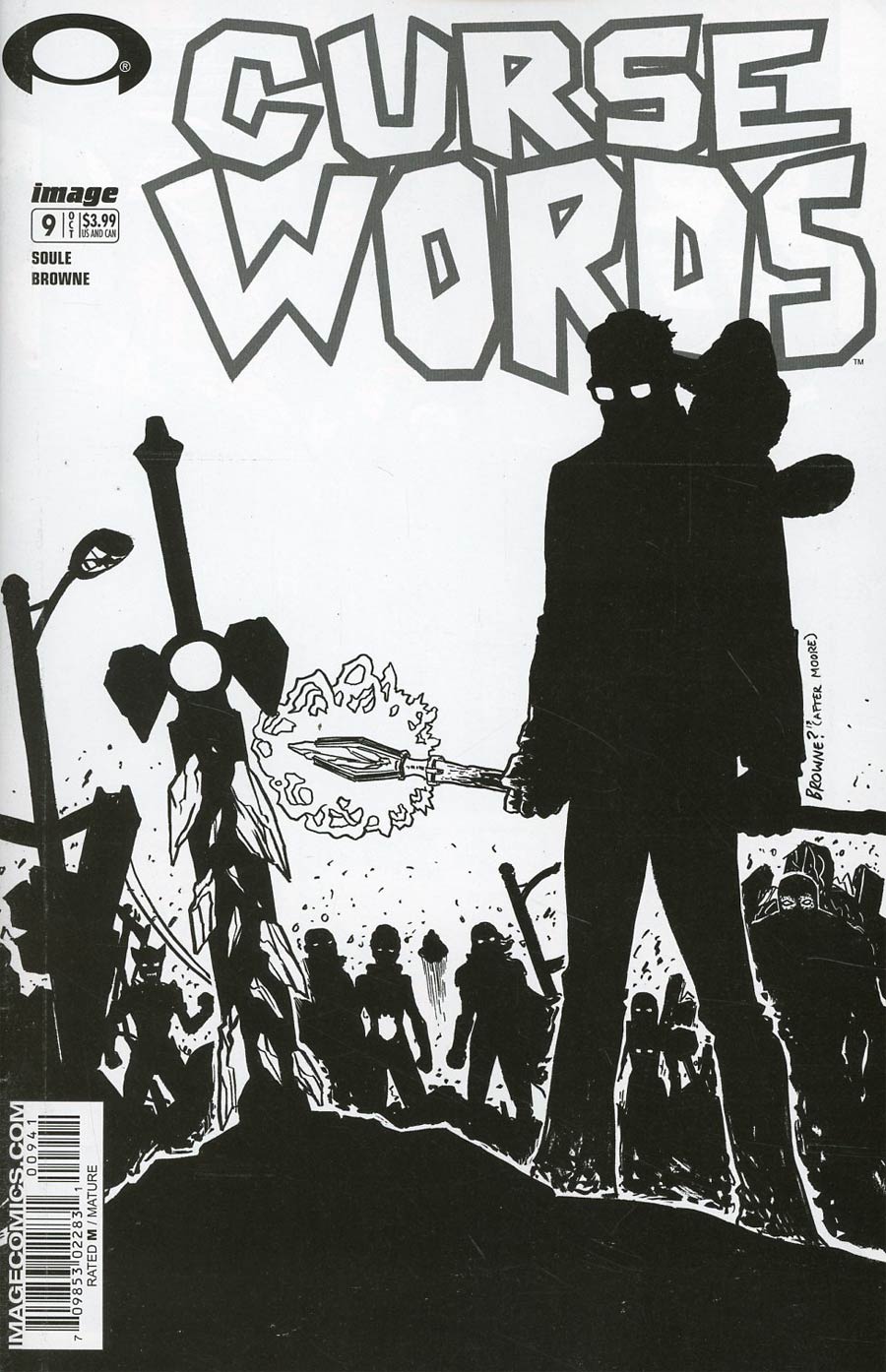 Curse Words #9 Cover D Variant Ryan Browne Walking Dead 6 Tribute Black & White Cover