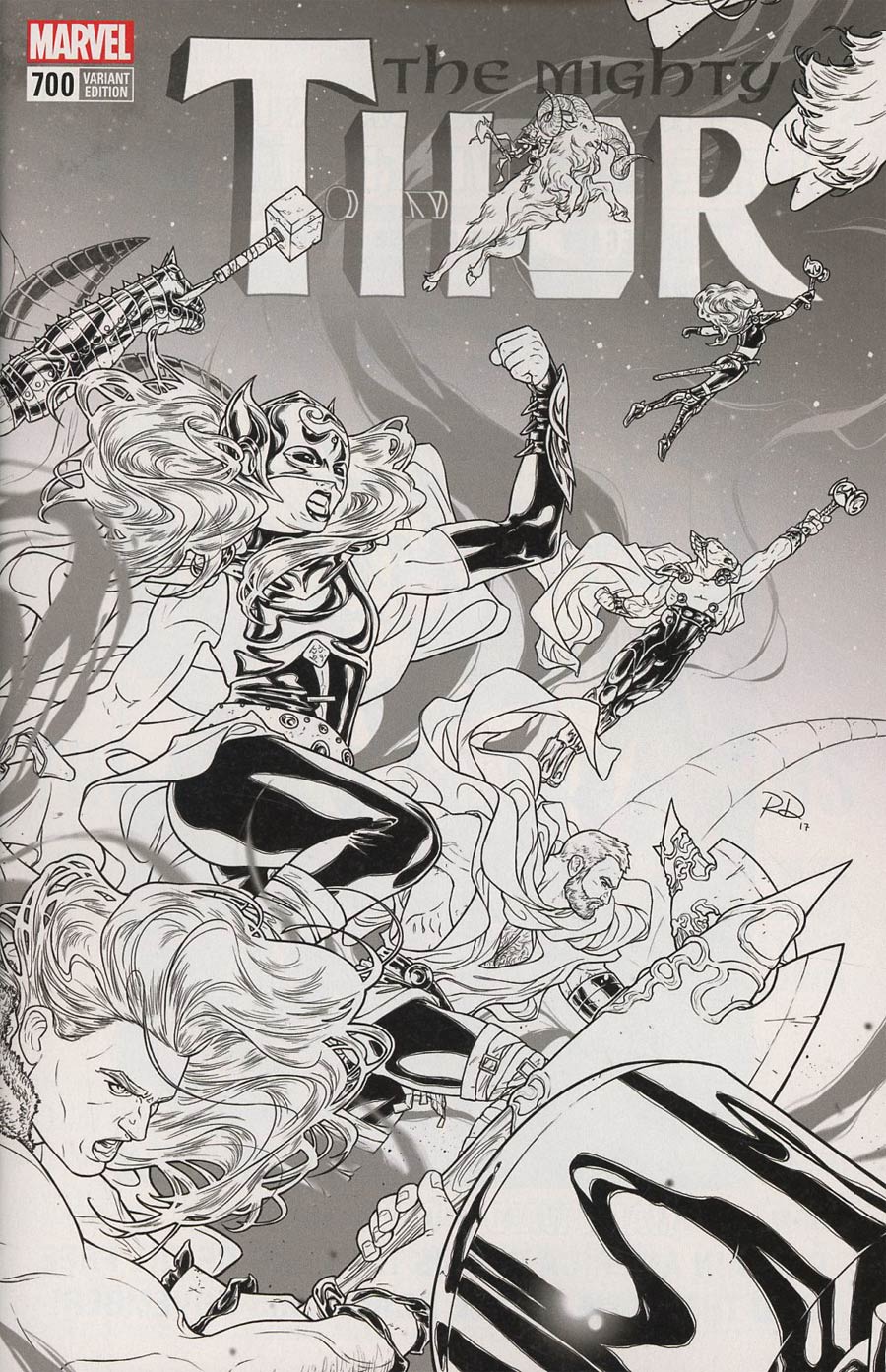 Mighty Thor Vol 2 #700 Cover I Incentive Russell Dauterman Wraparound Black & White Cover (Marvel Legacy Tie-In)
