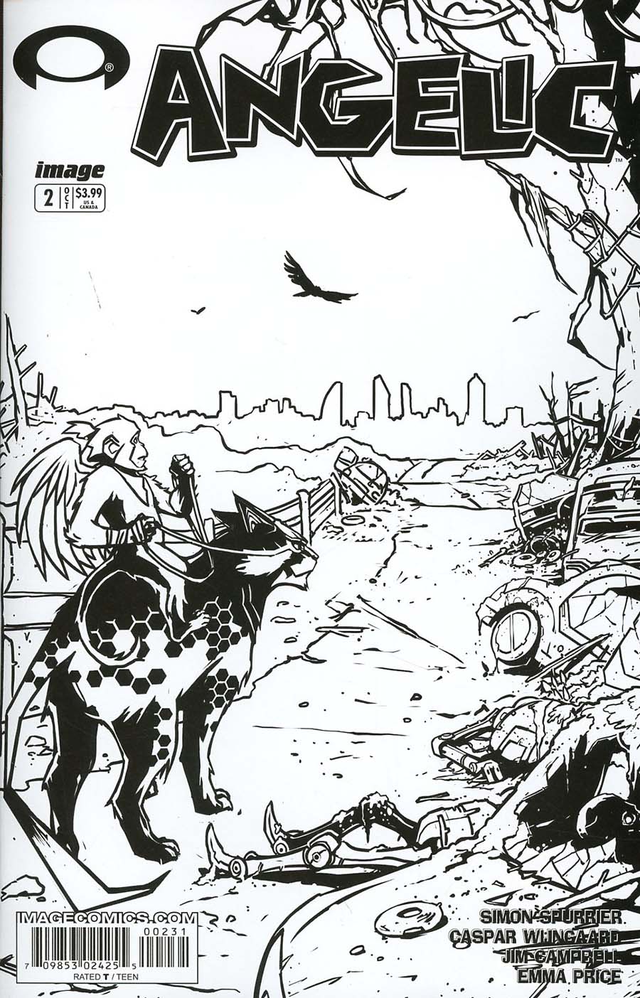 Angelic #2 Cover C Variant Caspar Wijngaard Walking Dead 2 Tribute Black & White Cover