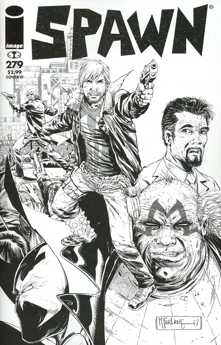 Spawn #279 Cover D Variant Todd MacFarlane Walking Dead Tribute 115 Tribute Black & White Cover