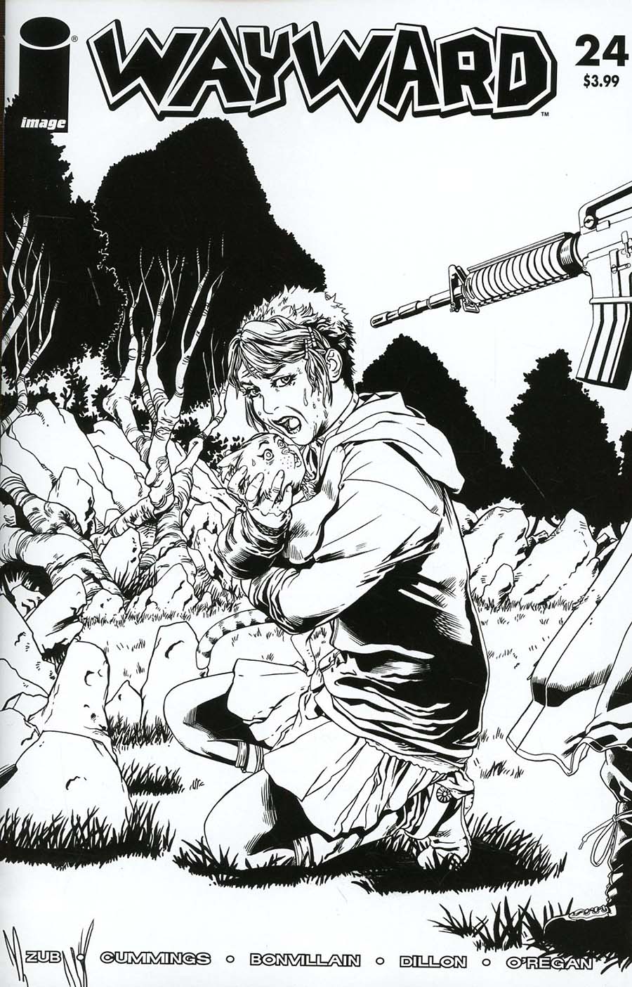 Wayward #24 Cover D Variant Steven Cummings & Royce Fooray Southerland Walking Dead 47 Tribute Black & White Cover