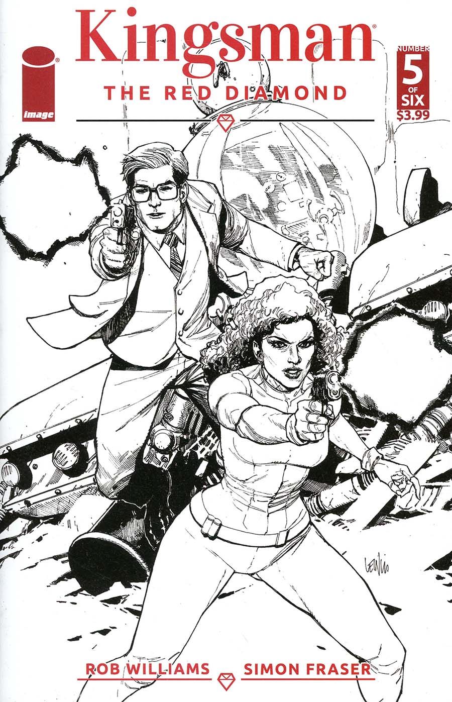 Kingsman Red Diamond #5 Cover B Variant Leinil Francis Yu Black & White Cover