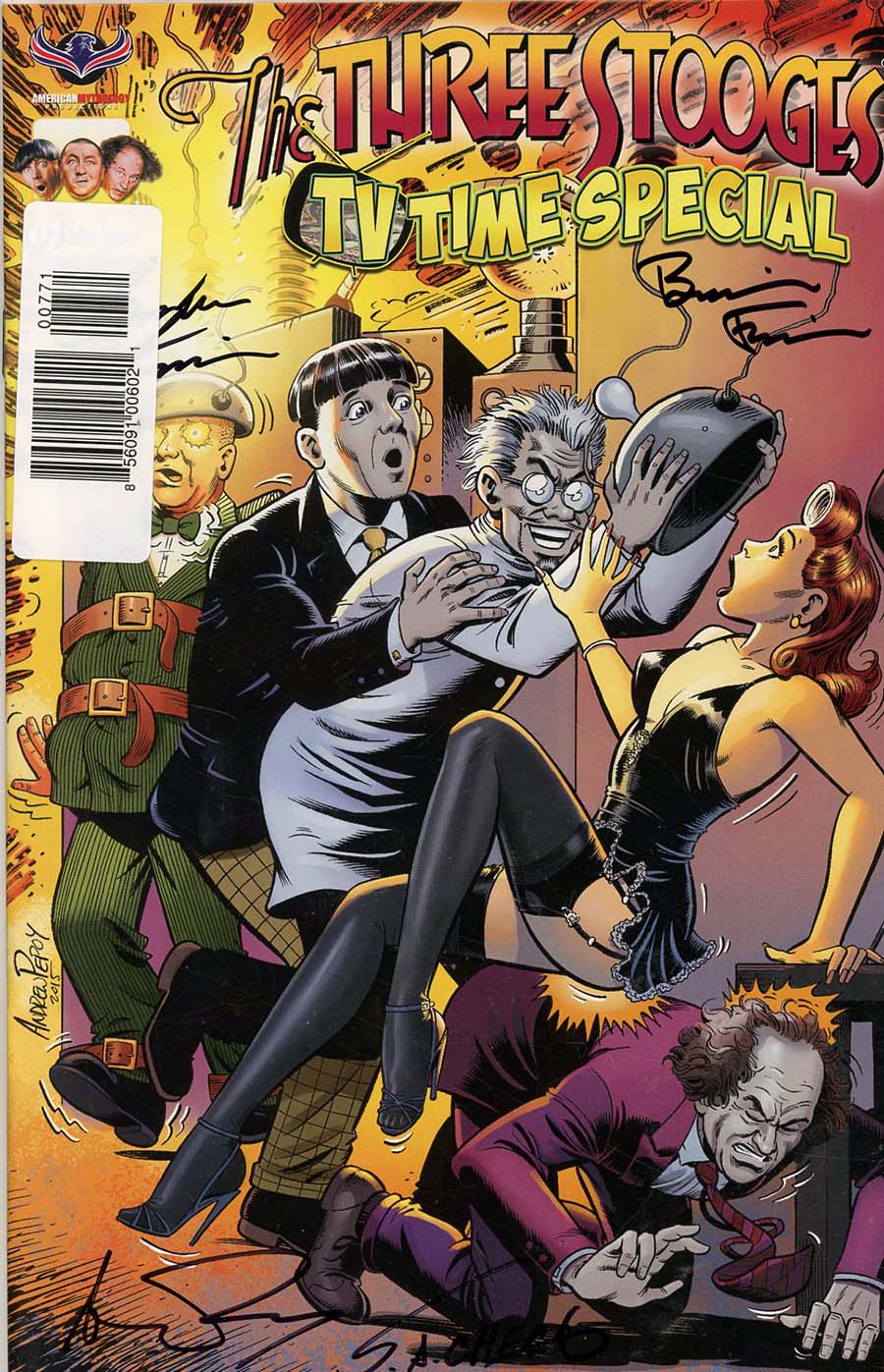 Three Stooges TV Time Cover Cover G Quadruple Signed Edition