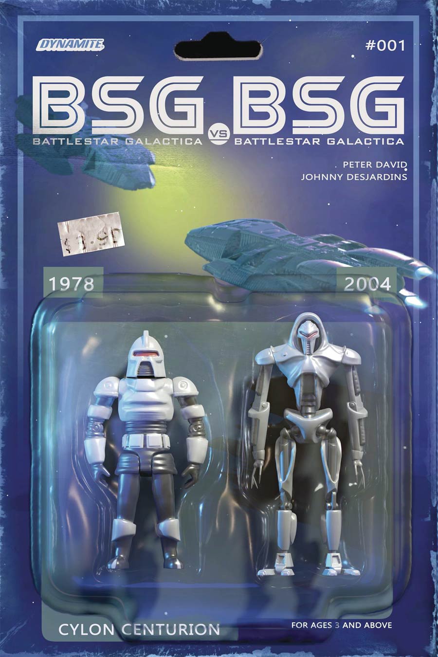 Battlestar Galactica vs Battlestar Galactica #1 Cover E Variant Michael Adams Cylon Action Figure Cover