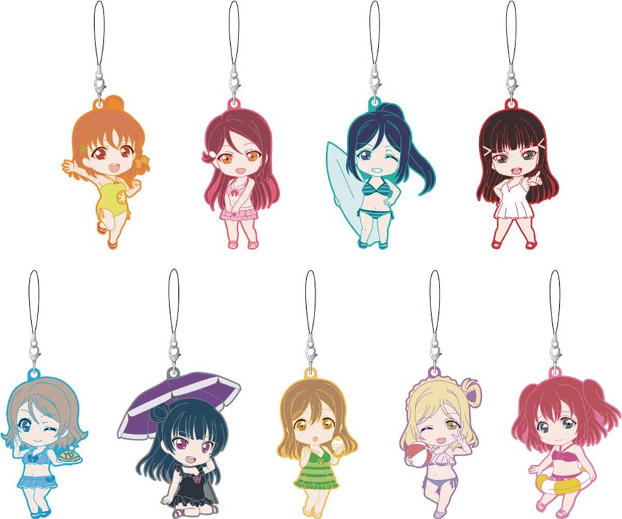 Love Live Nendoroid Plus Swimsuit Trading Straps 9-Piece Assortment Case
