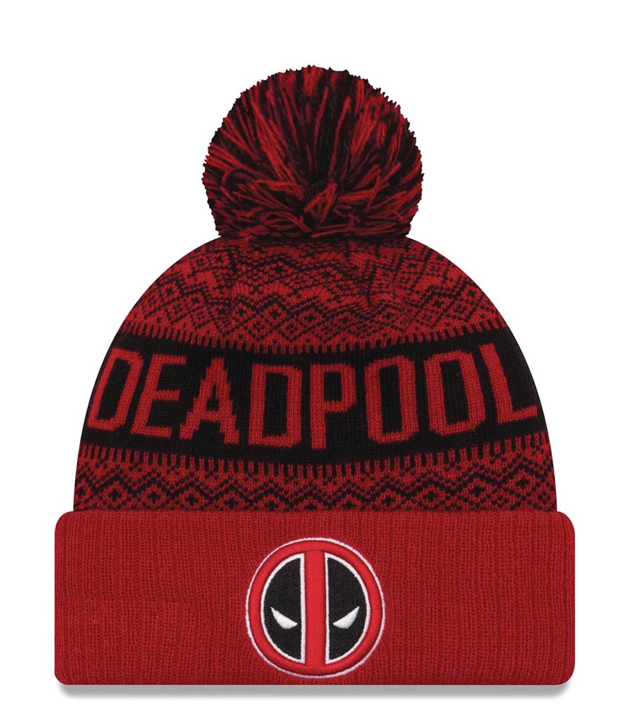 Marvel Comics Deadpool Wintery Pom Knit Beanie