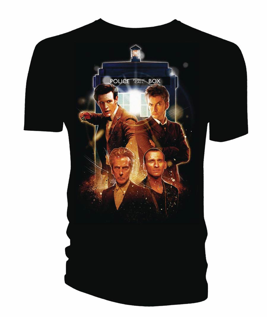 Doctor Who Poster Art Previews Exclusive Black T-Shirt Large