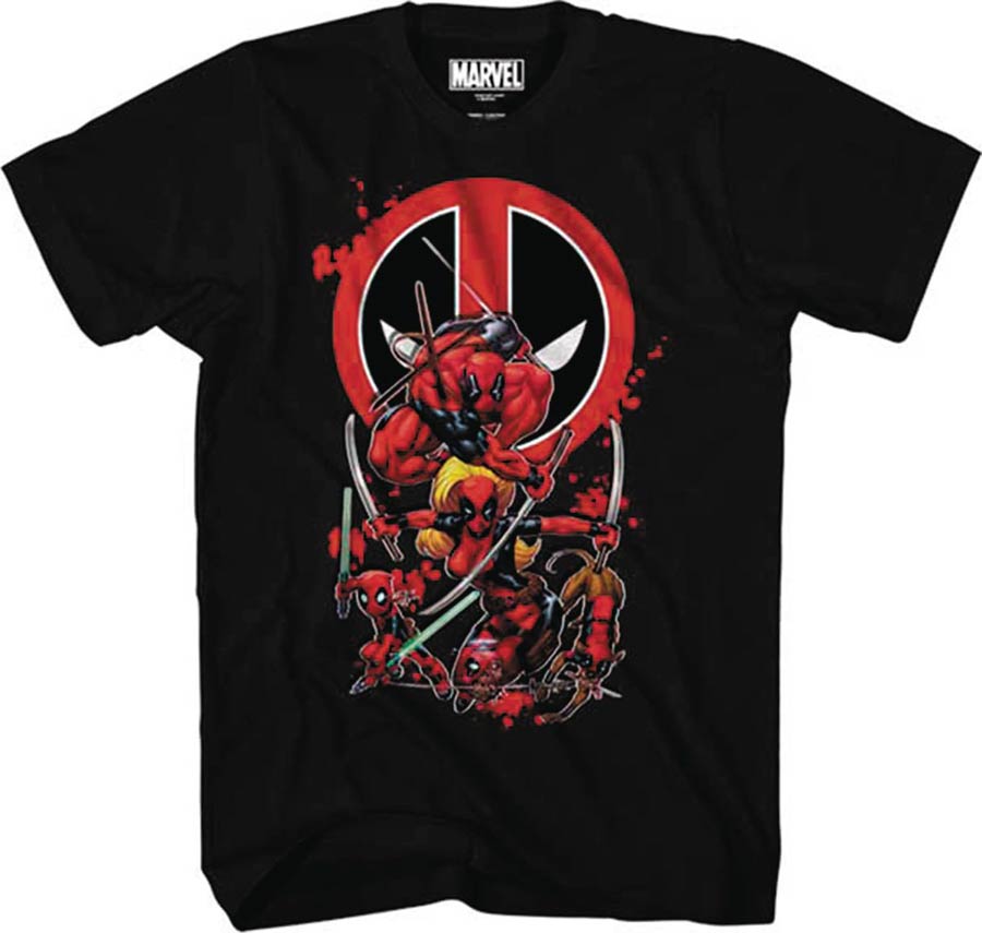 Marvel Deadpool Family Black T-Shirt Large