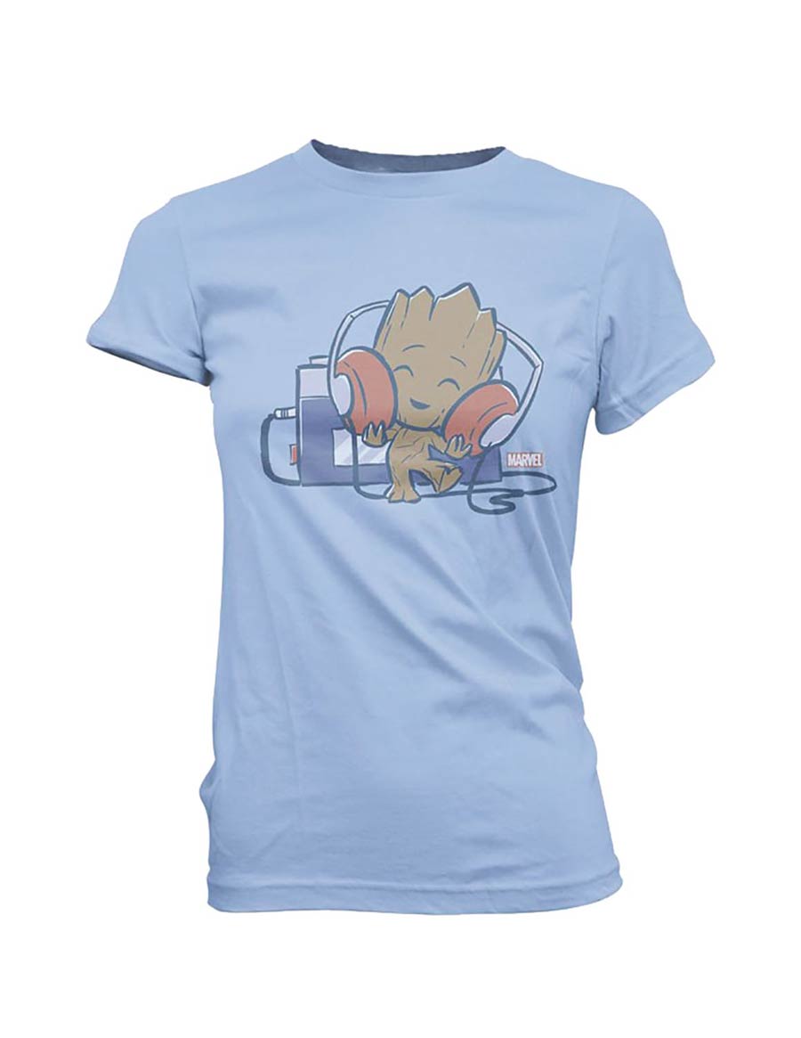 Super Cute Tees Marvel Groot Tape Deck T-Shirt X-Small