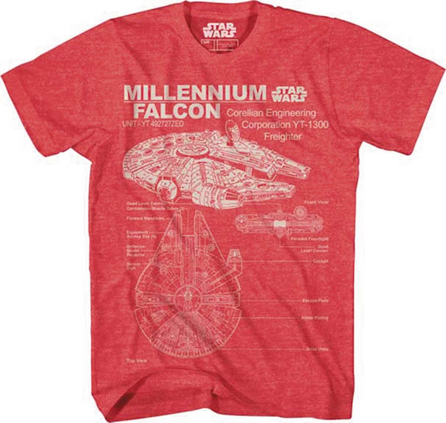 Star Wars Corellian Freighter Heather Red T-Shirt Large