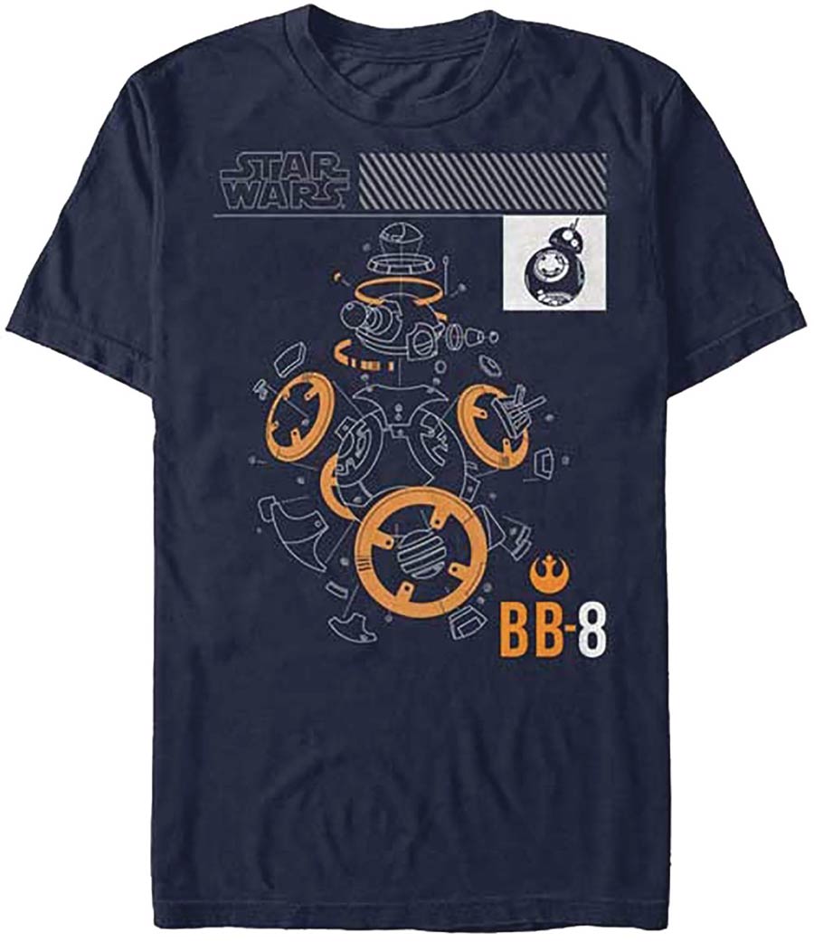 Star Wars Episode VIII The Last Jedi BB-8 Basic Expansion Navy T-Shirt Large