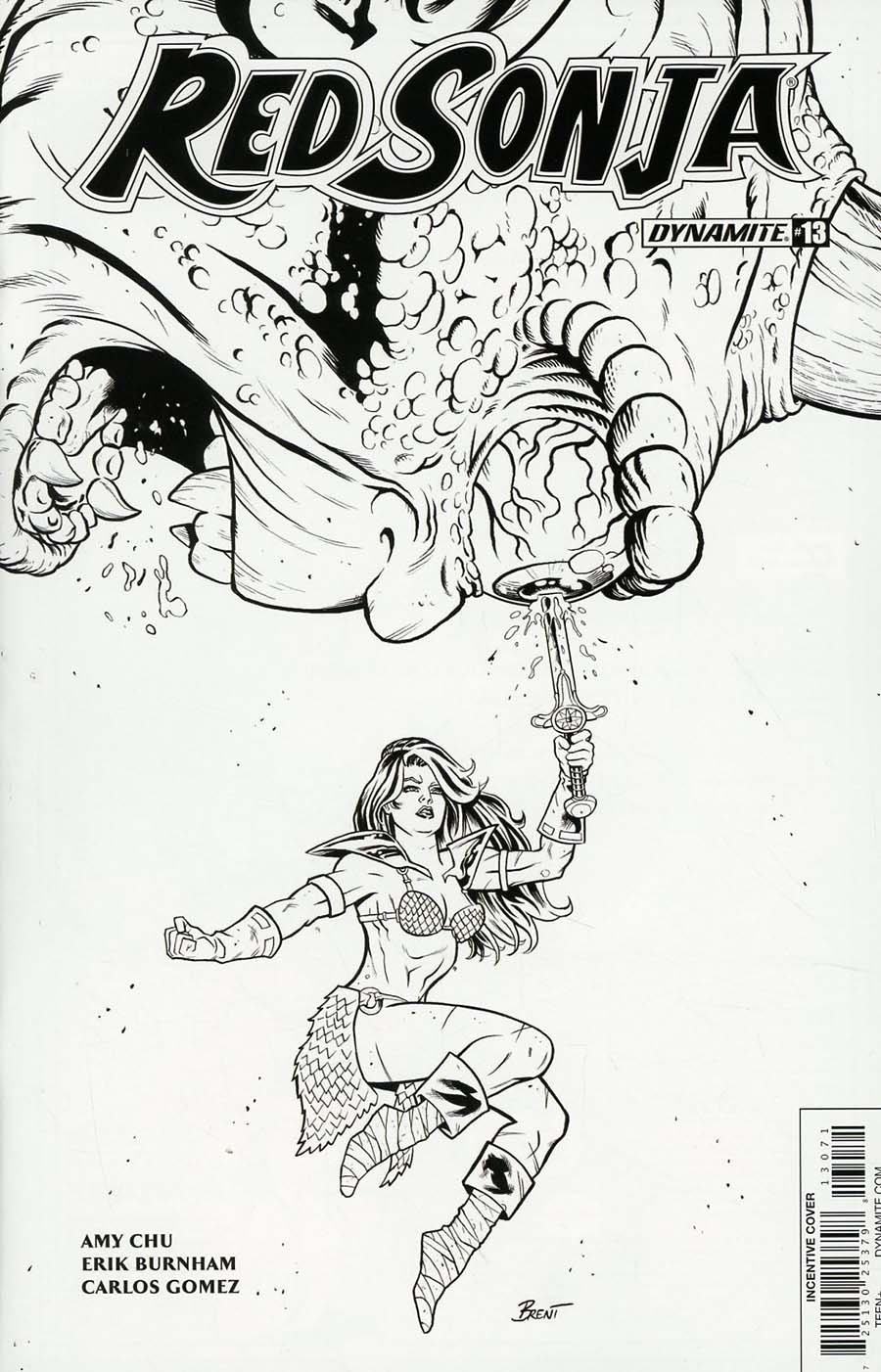 Red Sonja Vol 7 #13 Cover G Incentive Brent Schoonover Black & White Cover