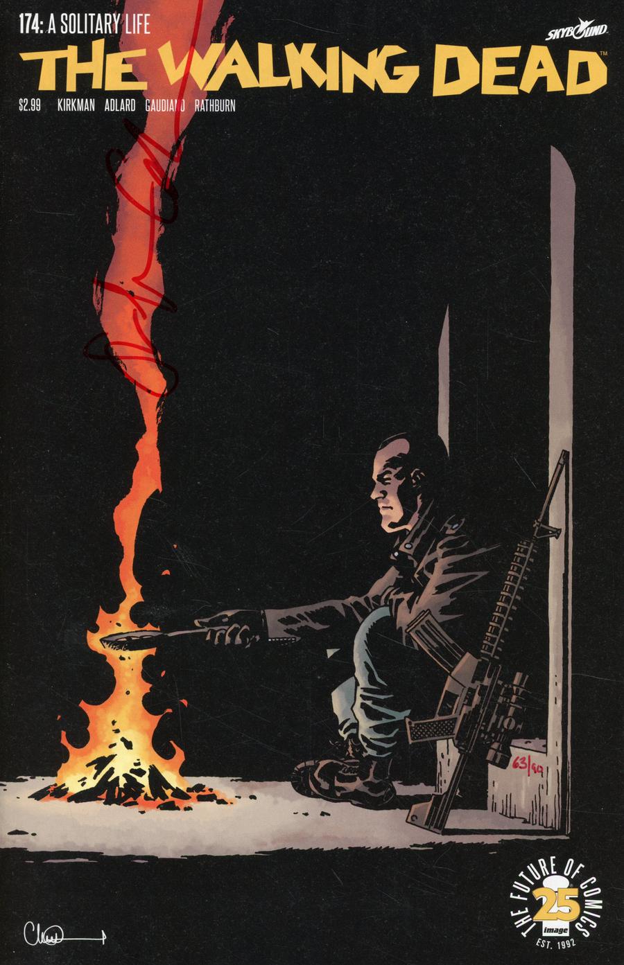 Walking Dead #174 Cover C DF Blood Red Signature Series Signed By Stefano Gaudiano