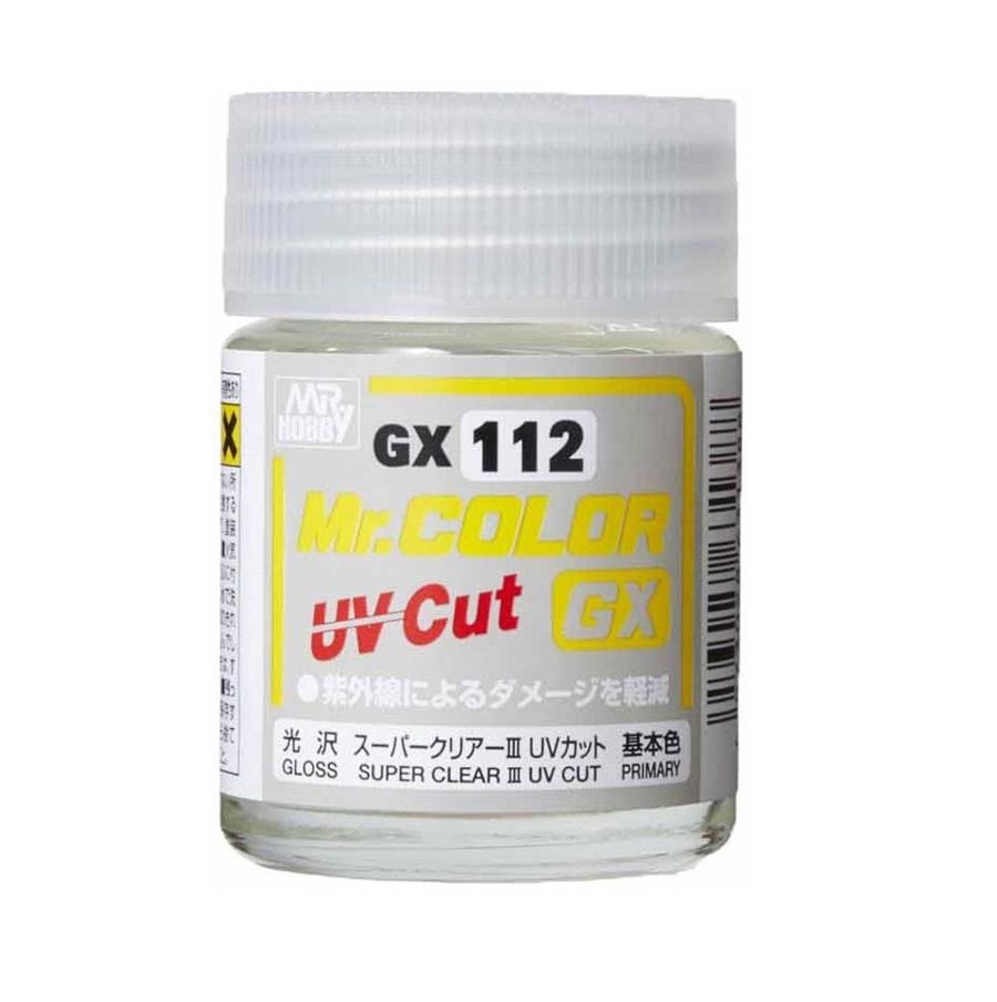Mr. Color Paint -  Box Of 6 Units - GX-112 Gloss - Super Clear III UV Cut - Primary 18ml Bottle