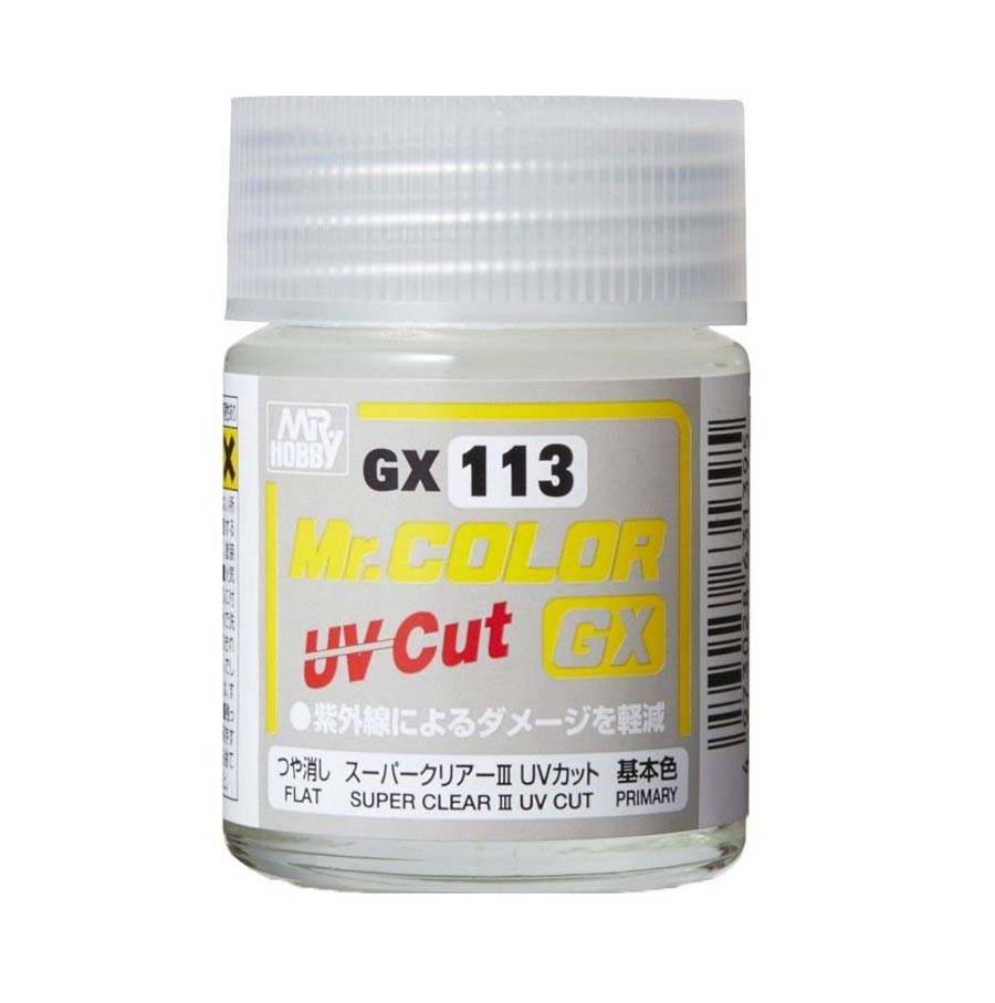 Mr. Color Paint -  Box Of 6 Units - GX-113 Flat - Super Clear III UV Cut - Primary 18ml Bottle