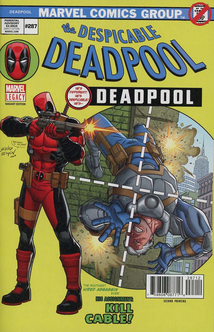 Despicable Deadpool #287 Cover H 2nd Ptg Variant Salva Espin Cover (Marvel Legacy Tie-In)