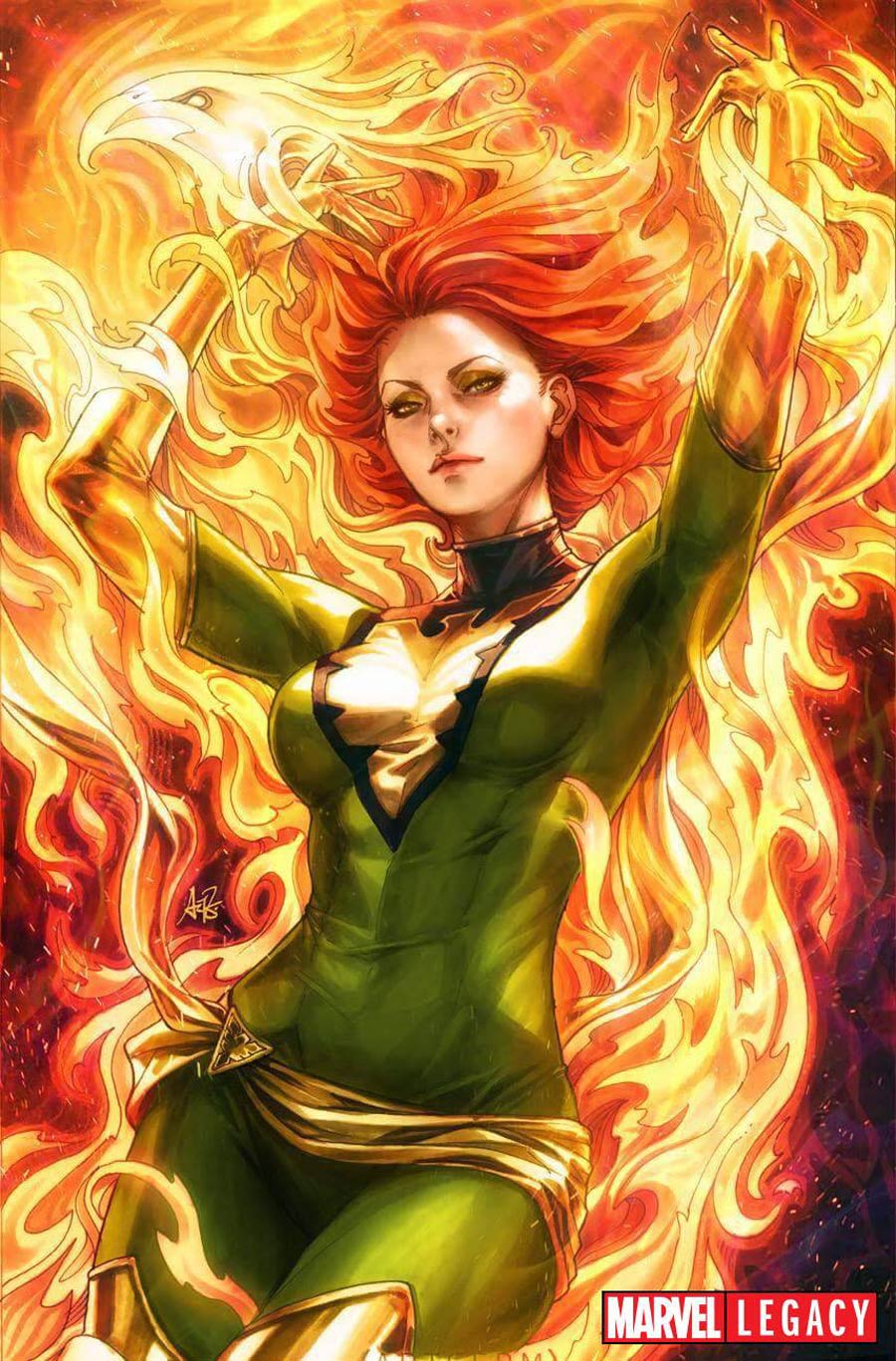 Phoenix Resurrection Return Of (Adult) Jean Grey #1 Cover H Incentive Stanley Artgerm Lau Green Costume Virgin Variant Cover (Marvel Legacy Tie-In)