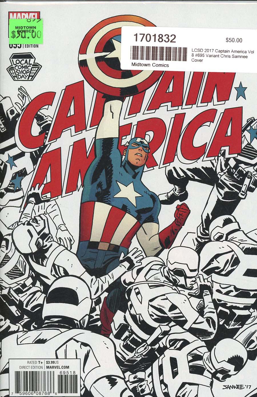 LCSD 2017 Captain America Vol 8 #695 Variant Chris Samnee Cover
