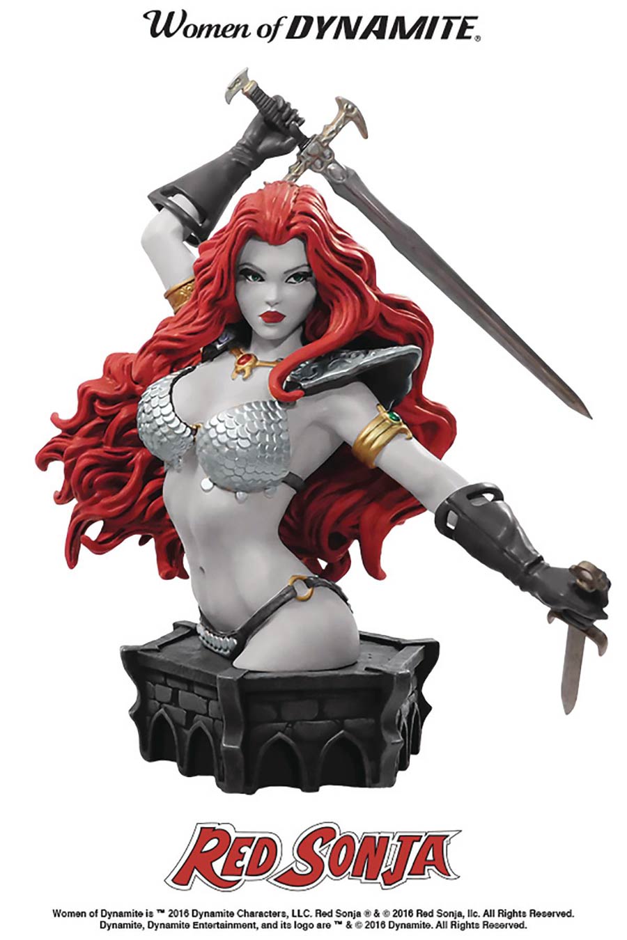 Women Of Dynamite Red Sonja By Arthur Adams Bust Black & White Version