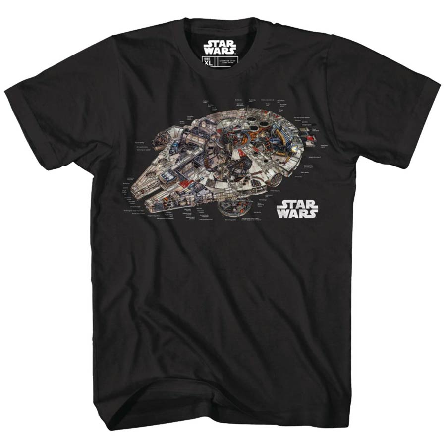 Star Wars Millennium Falcon Revealed Black T-Shirt Large