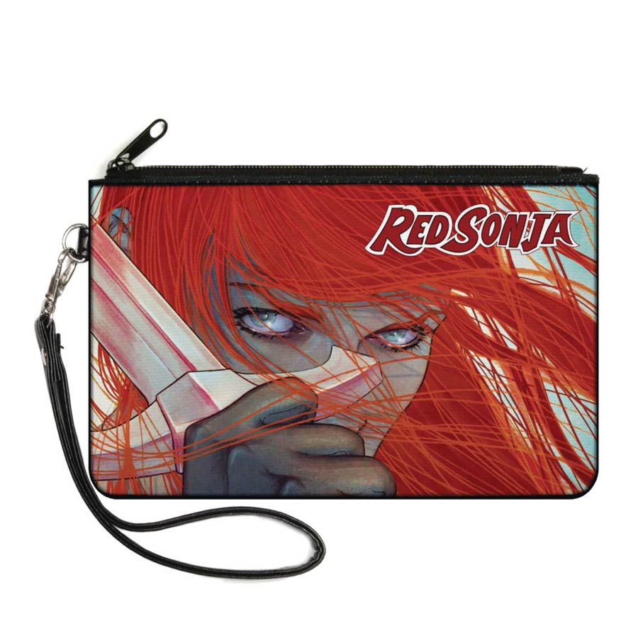 Red Sonja Face & Sword Close Up Canvas Zipper Wallet