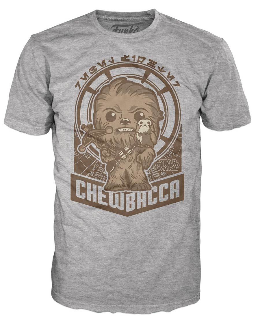 POP Tees Chewie & Millenium Falcon Gray Youth T-Shirt X-Small