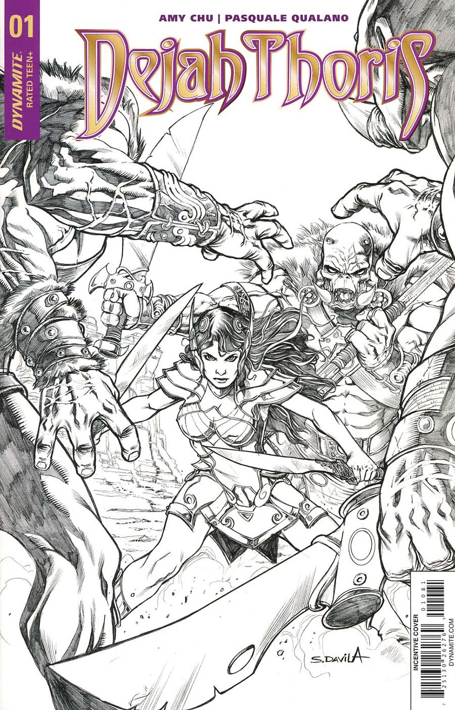 Dejah Thoris Vol 2 #1 Cover I Incentive Sergio Davila Black & White Cover