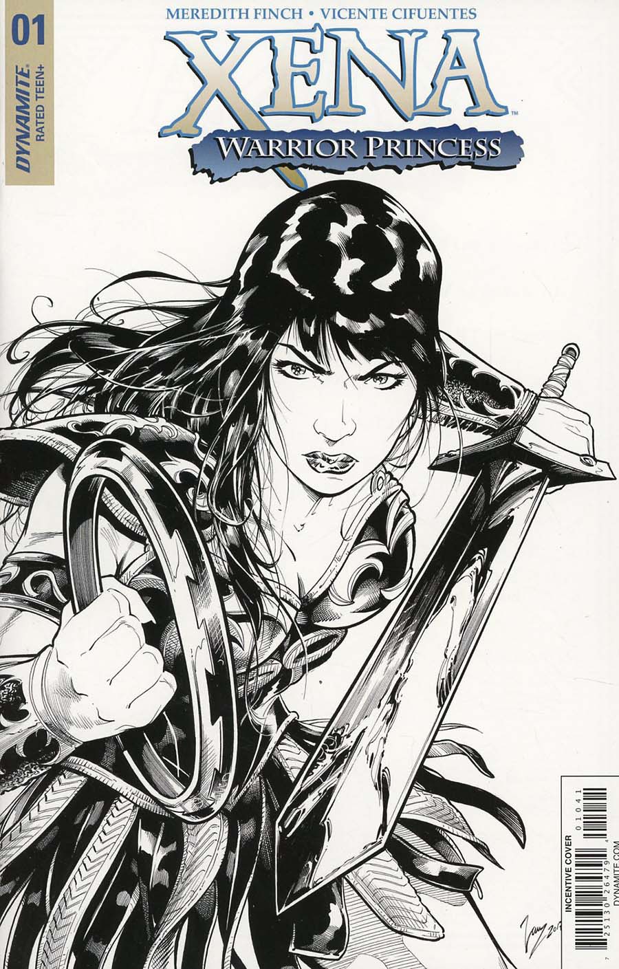 Xena Vol 2 #1 Cover E Incentive Vicente Cifuentes Black & White Cover