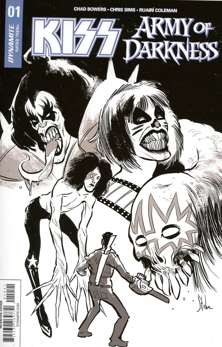 KISS Army Of Darkness #1 Cover D Incentive Kyle Strahm Black & White Cover