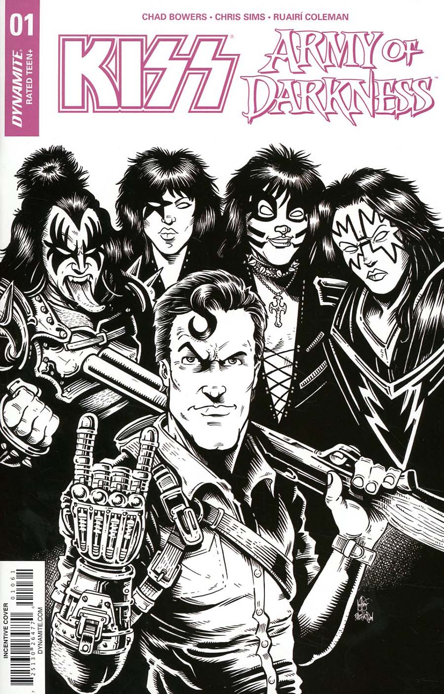 KISS Army Of Darkness #1 Cover F Incentive Ken Haeser Black & White Cover