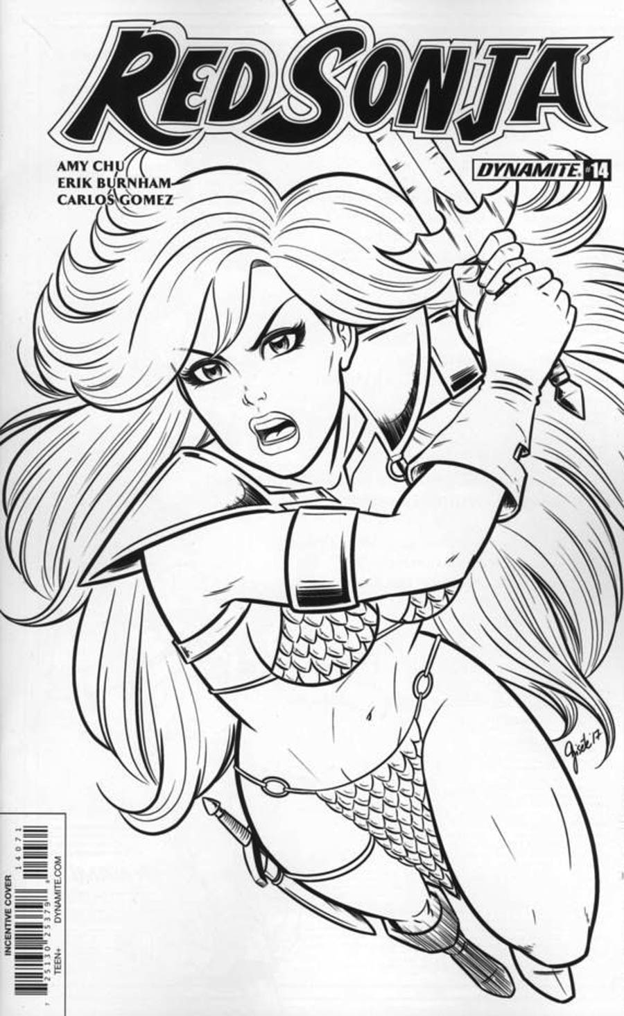 Red Sonja Vol 7 #14 Cover G Incentive Gisele Lagace Black & White Cover