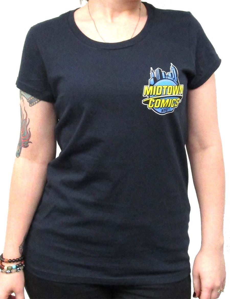 Midtown Comics Logo Juniors Navy T-Shirt Large
