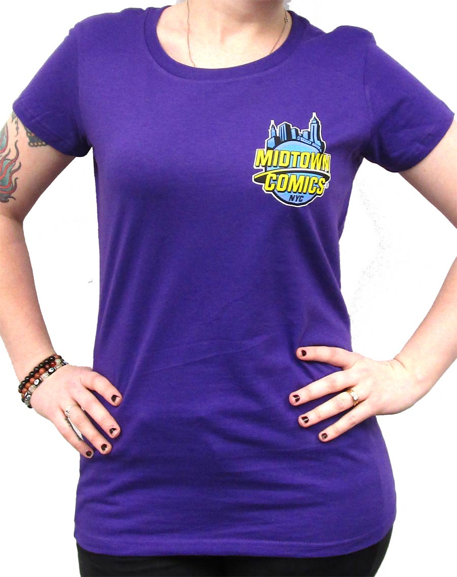 Midtown Comics Logo Juniors Purple T-Shirt Large