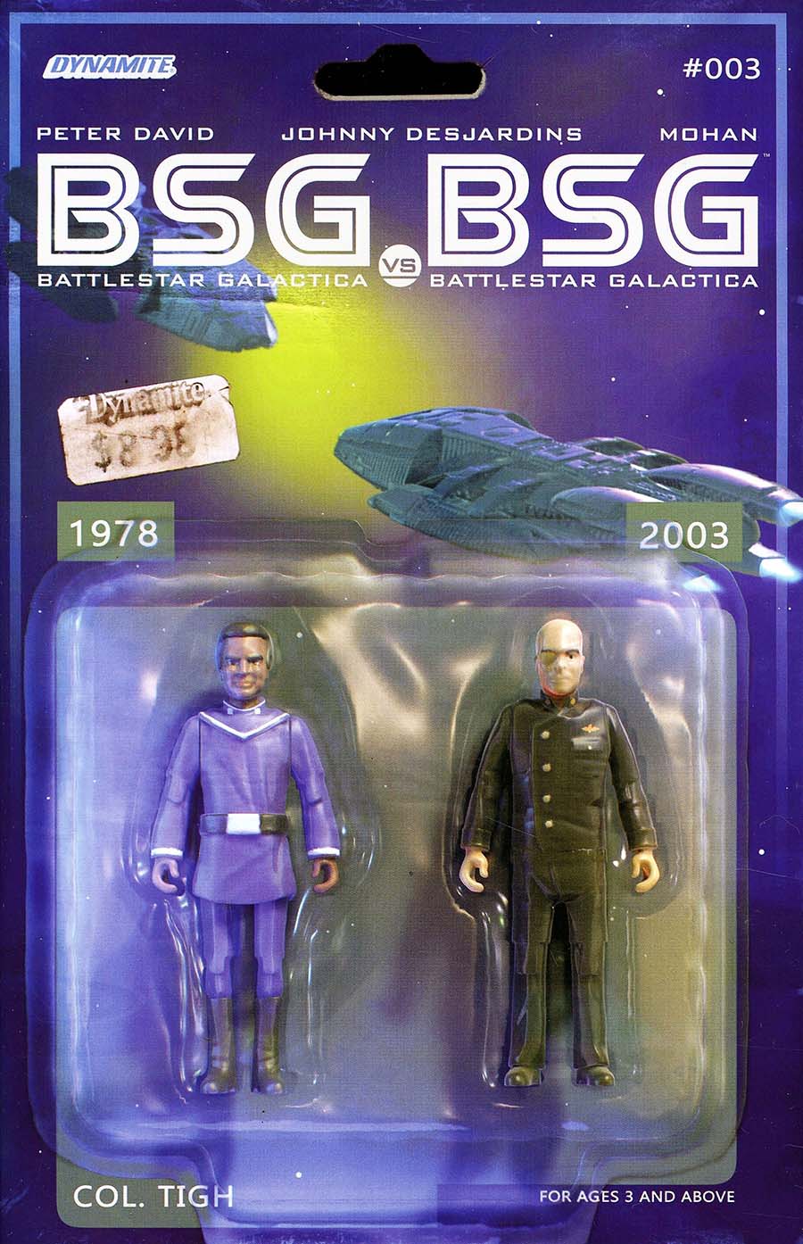 Battlestar Galactica vs Battlestar Galactica #3 Cover C Variant Michael Adams Tigh Action Figure Cover