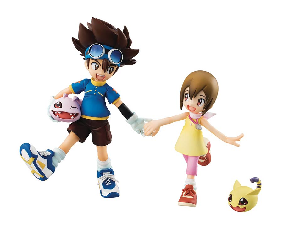 Digimon Trainers With Digimon G.E.M. Series PVC Statue - Taichi & Hikari