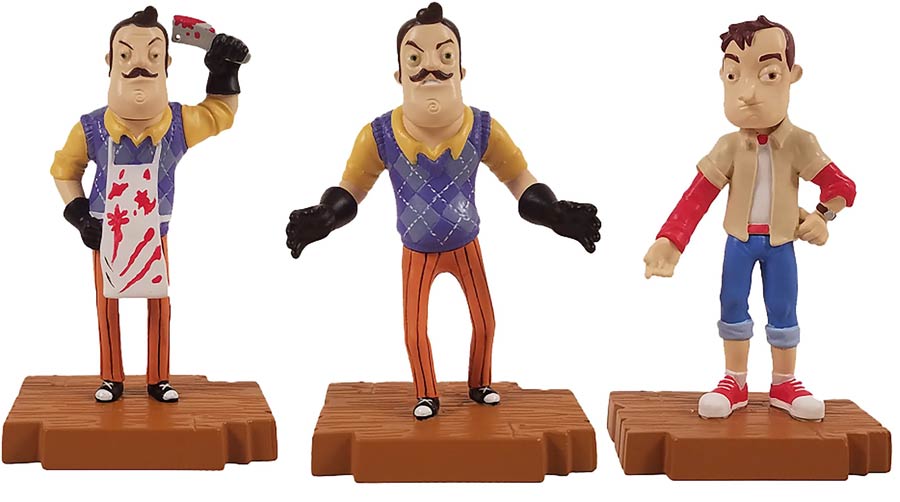 Hello Neighbor 3-Piece Figure Box Set Display