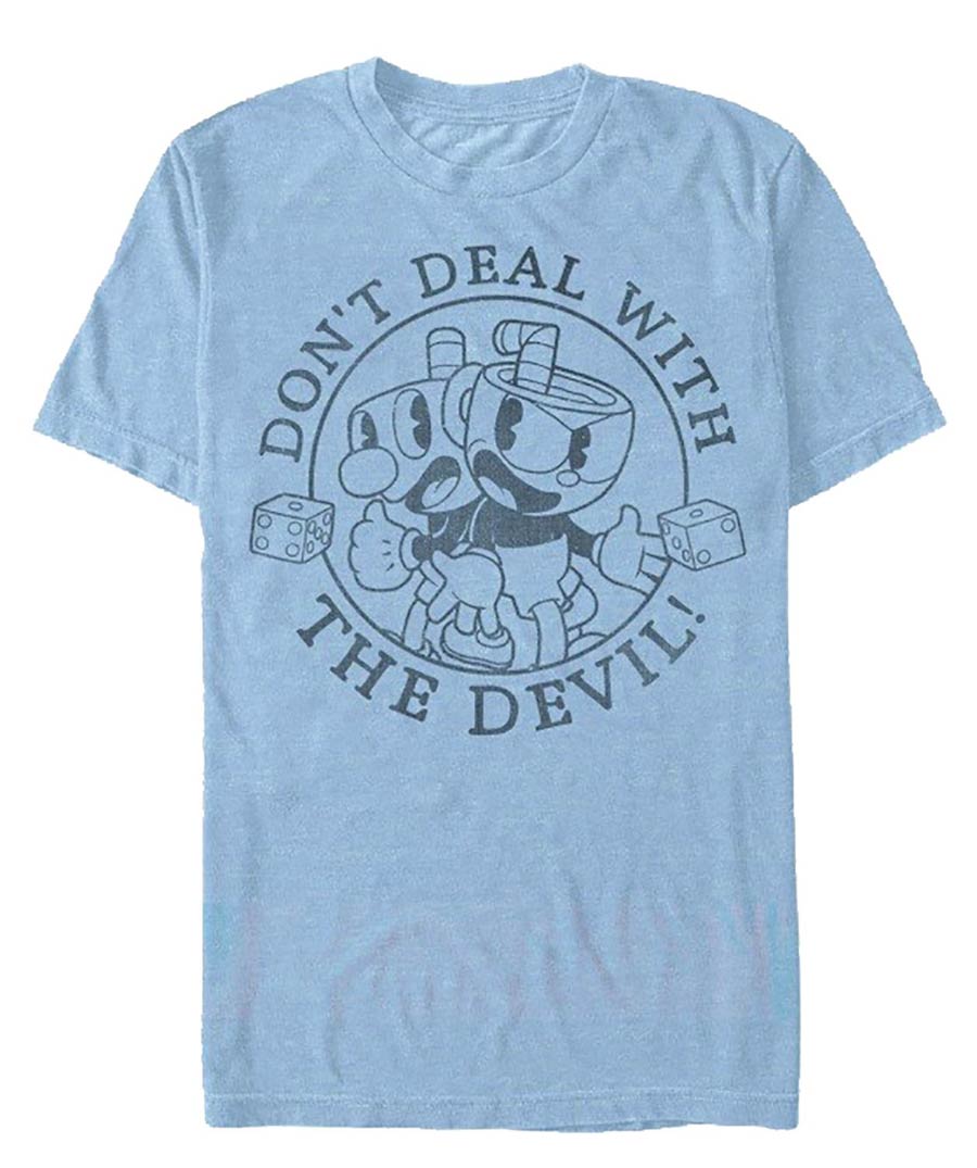Cuphead Deal One Light Blue Heather T-Shirt Large