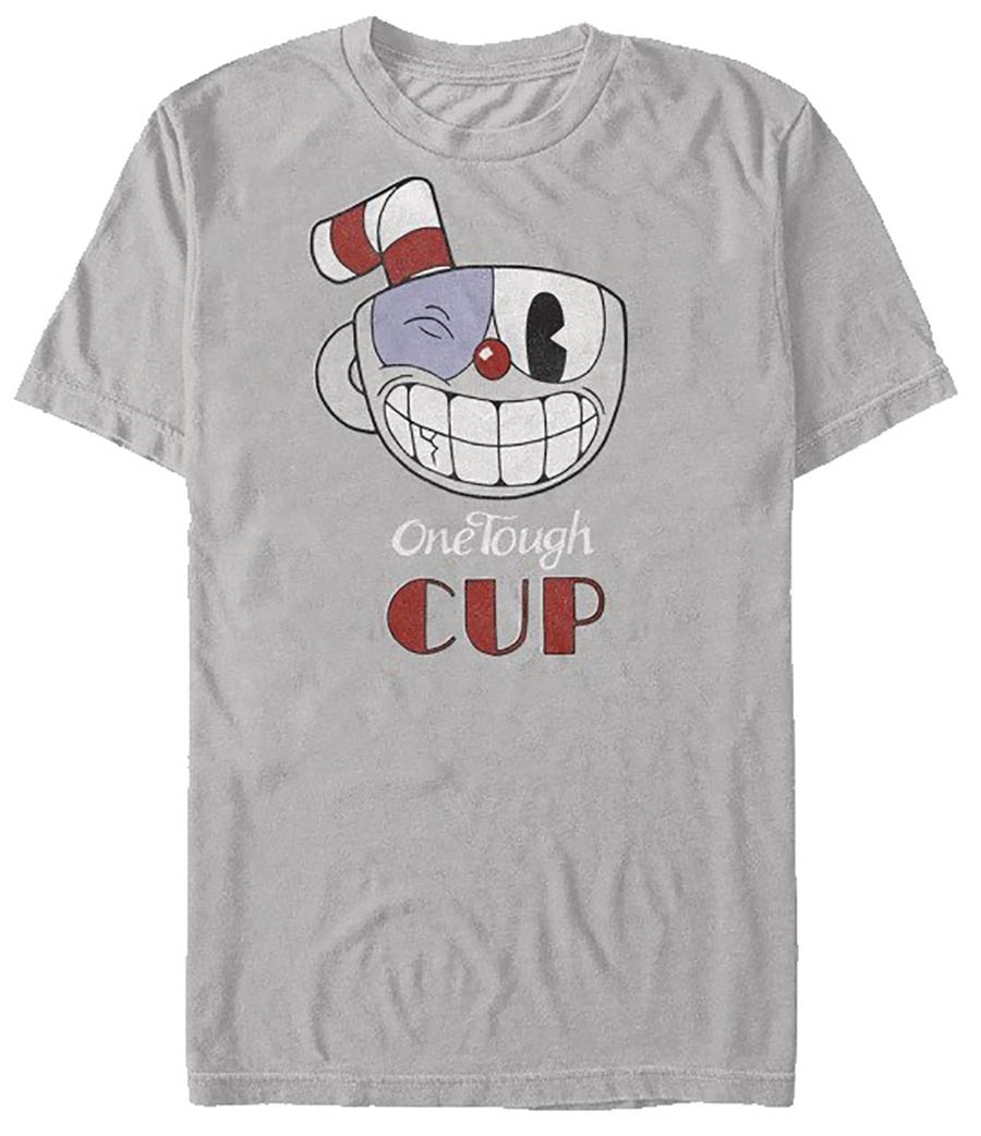 Cuphead Tough Cup Silver T-Shirt Large