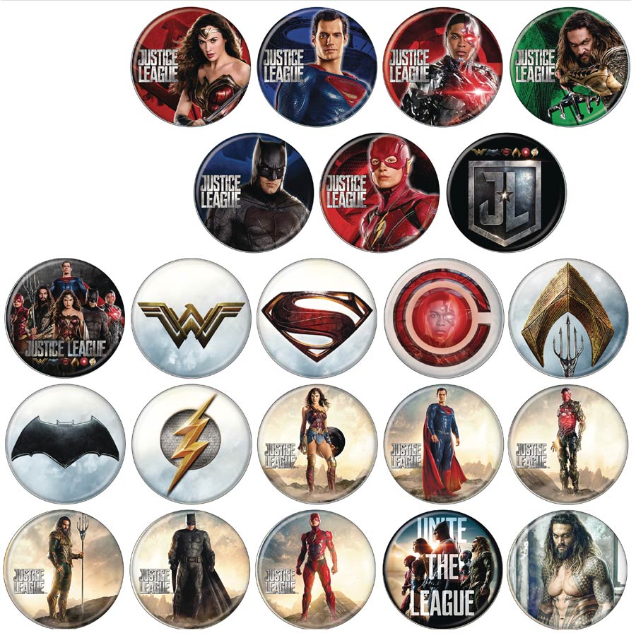 Justice League Movie Button 144-Piece Assortment Case