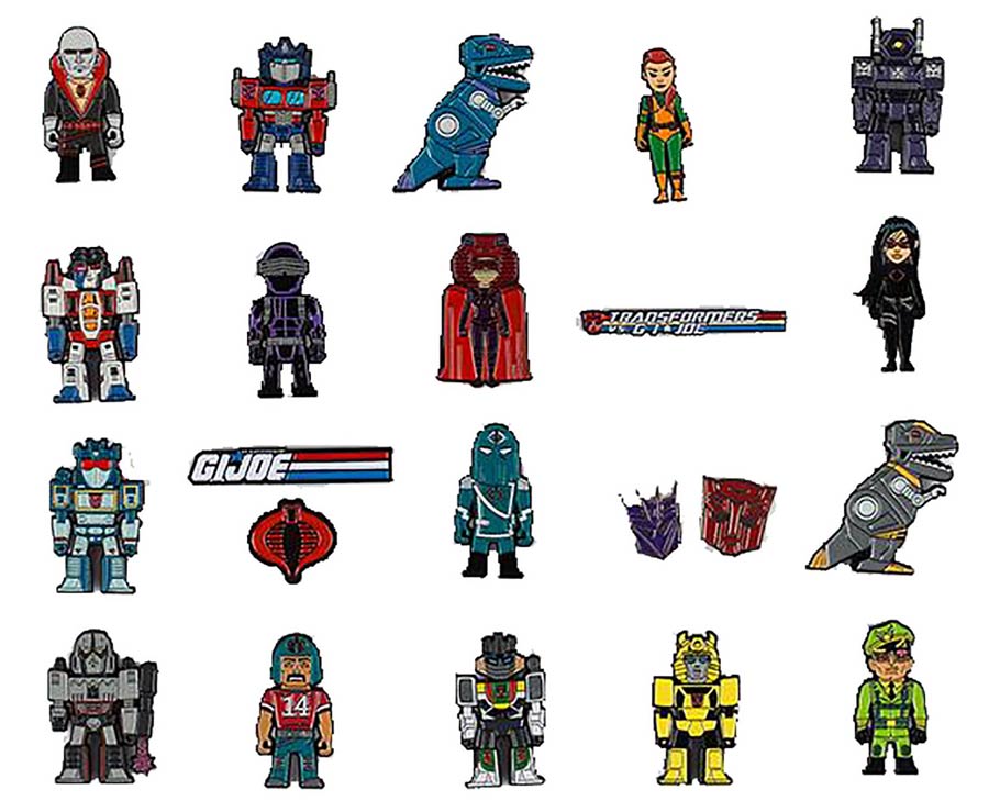 Transformers vs GI Joe Enamel Pin Display