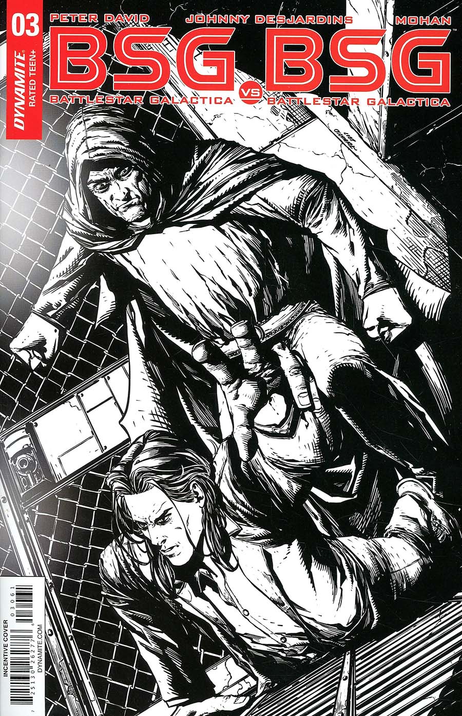 Battlestar Galactica vs Battlestar Galactica #3 Cover F Incentive Johnny Desjardins Black & White Cover