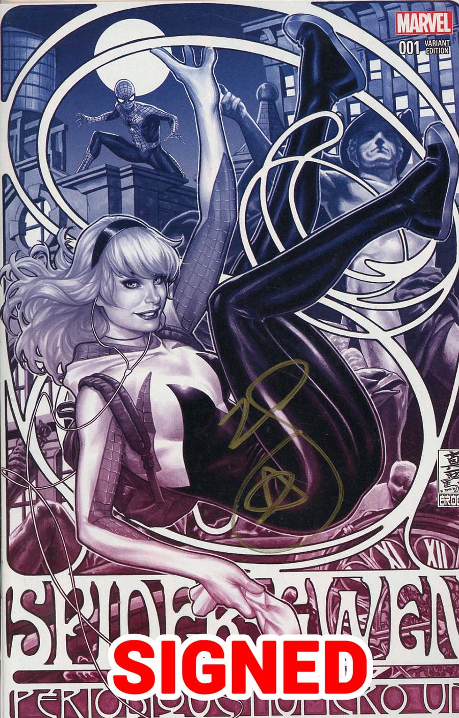 Spider-Gwen Vol 2 #1 Cover S DF Mark Brooks Art Fade Variant Cover Signed By Mark Brooks