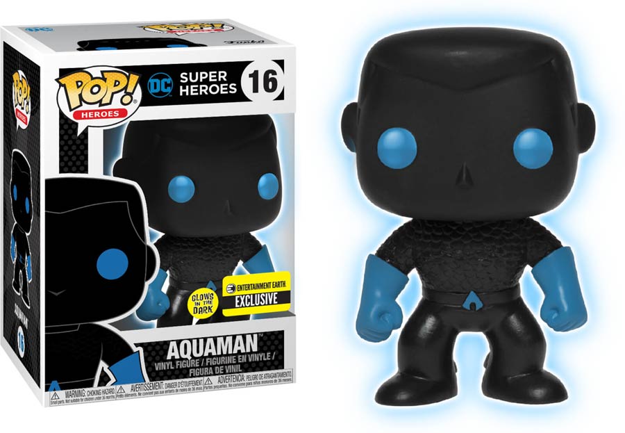 POP Heroes Justice League Aquaman Glow-In-The-Dark Silhouette Exclusive Version Vinyl Figure