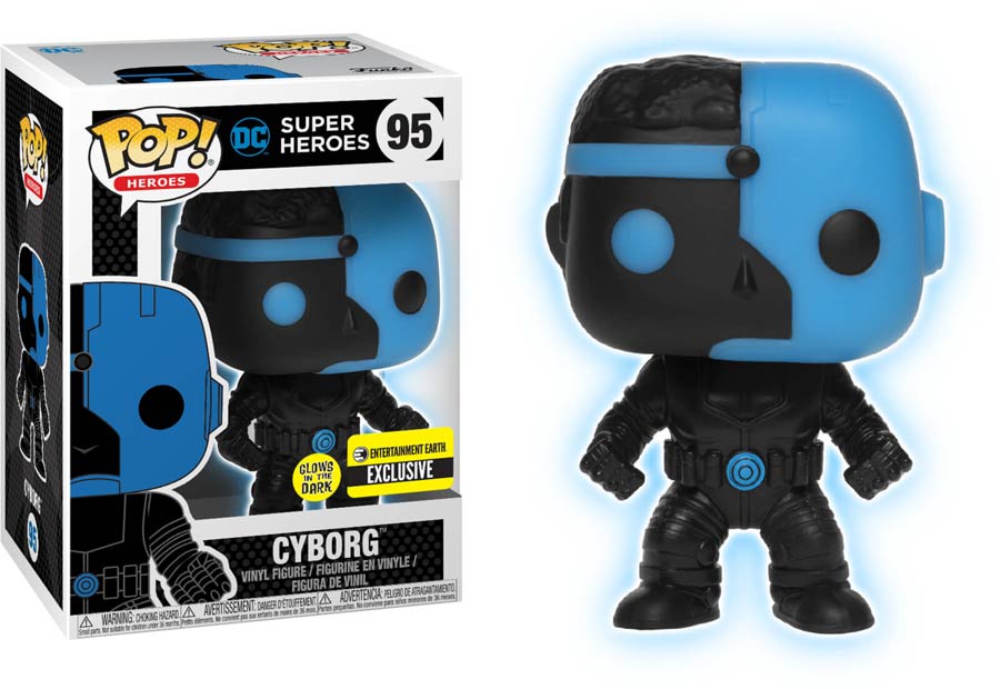 POP Heroes Justice League Cyborg Glow-In-The-Dark Silhouette Exclusive Version Vinyl Figure