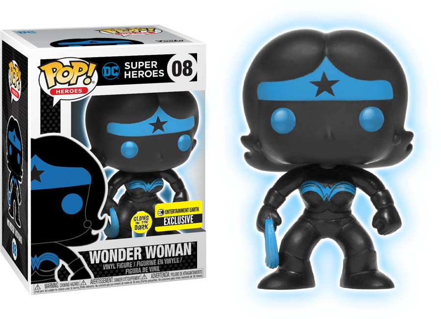 POP Heroes Justice League Wonder Woman Glow-In-The-Dark Silhouette Exclusive Version Vinyl Figure