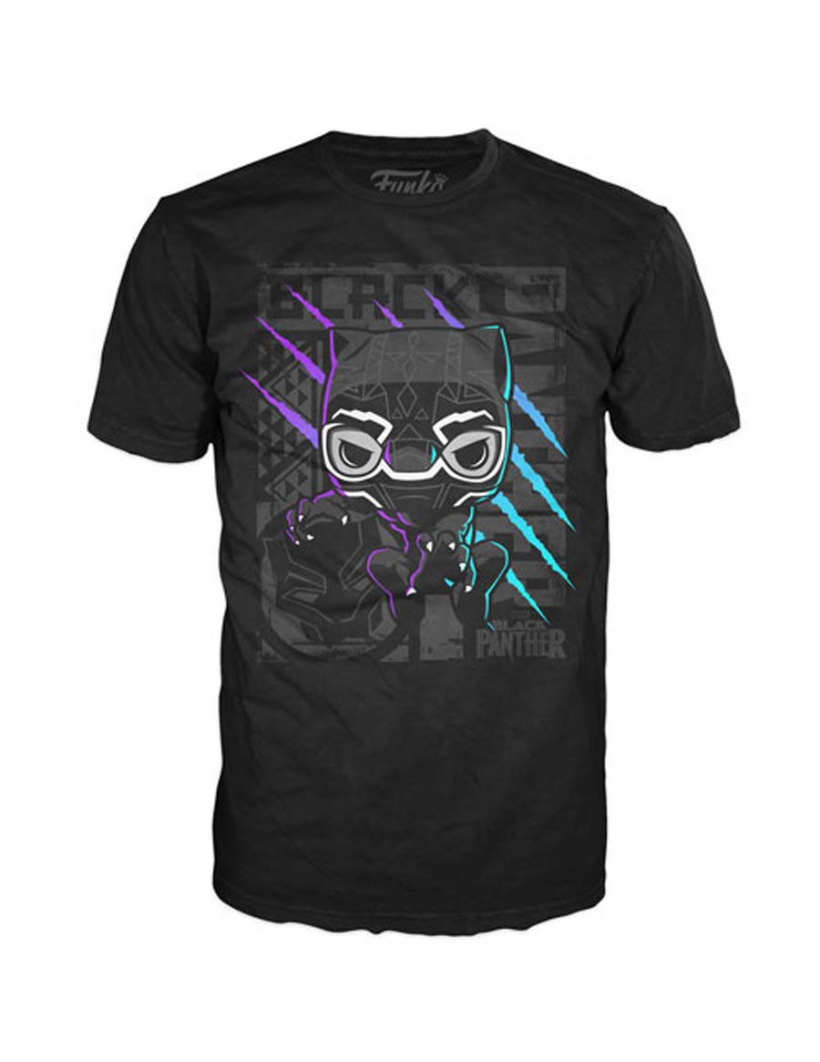 POP Tees Marvel Black Panther Color Scratch T-Shirt Large
