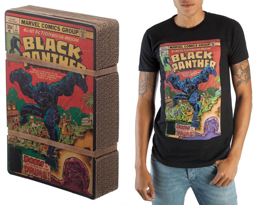 Marvel Black Panther Corrugate Boxed Black T-Shirt Large