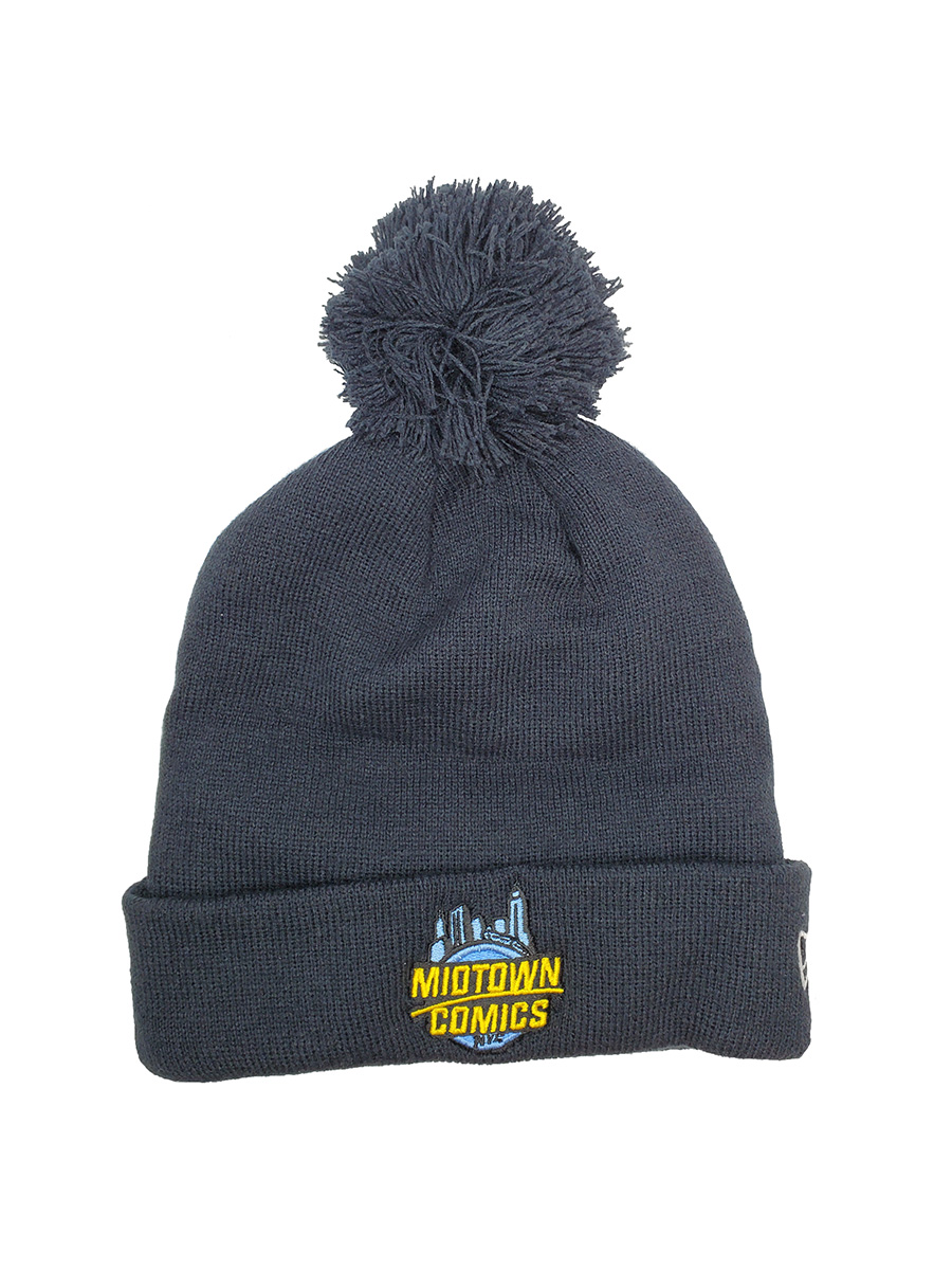 Midtown Comics Logo Navy Pom Knit Hat Powered By New Era